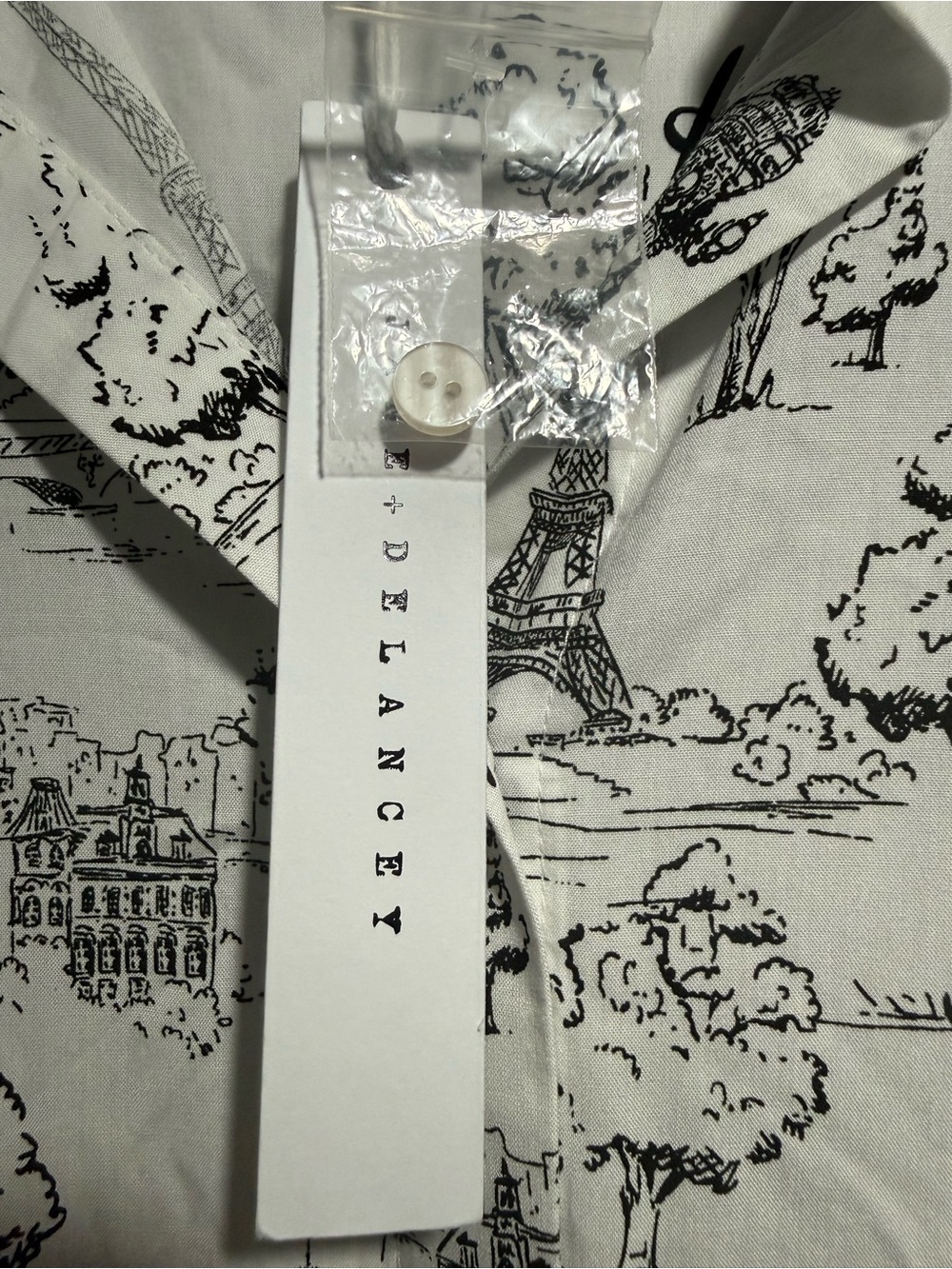Jane & Delancey XL White Paris Print Button-Up Shirt - Picture 3 of 4